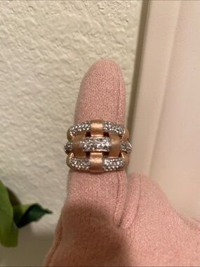 Vintage Milor Italy 925 Sterling Silver Basketweave pave ring